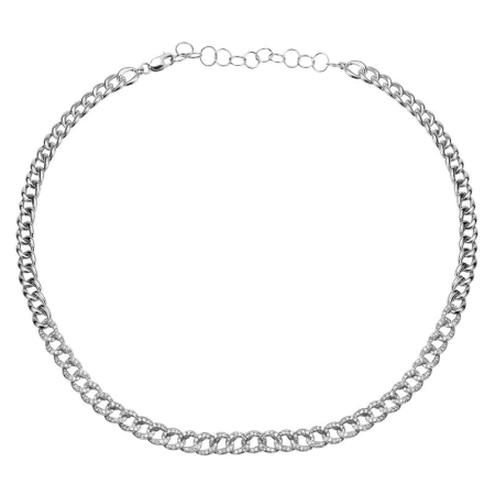 18K Solid Gold Half Diamond Cuban Link Necklace With Extender