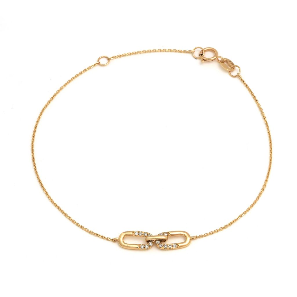 14K Solid Gold Mini Link Diamond Bracelet