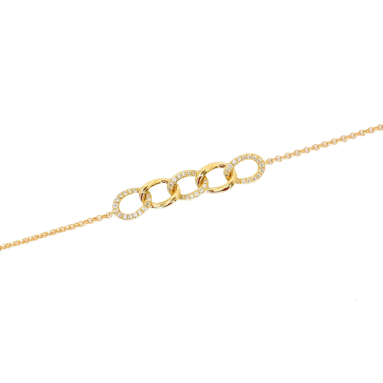 14K Solid Gold Diamond Mini Link Bracelet