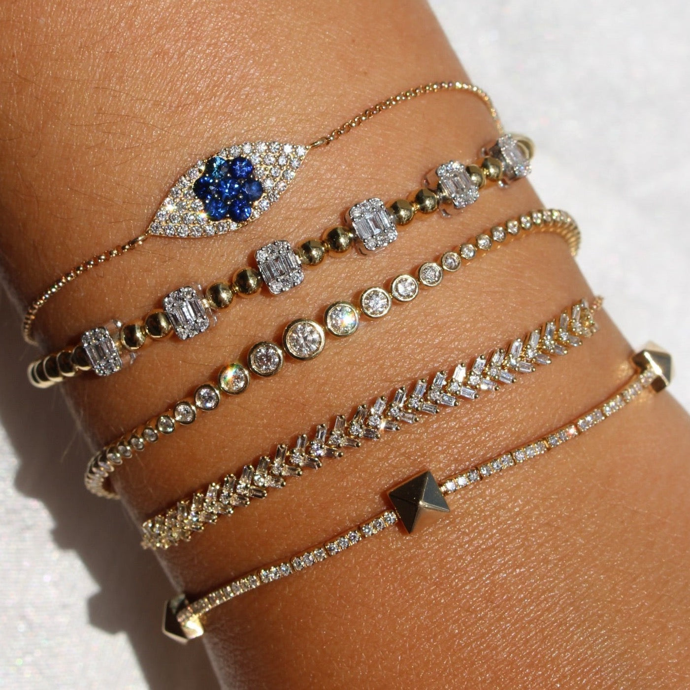 14K Solid Gold Diamond Multi Trio Bracelet view 2