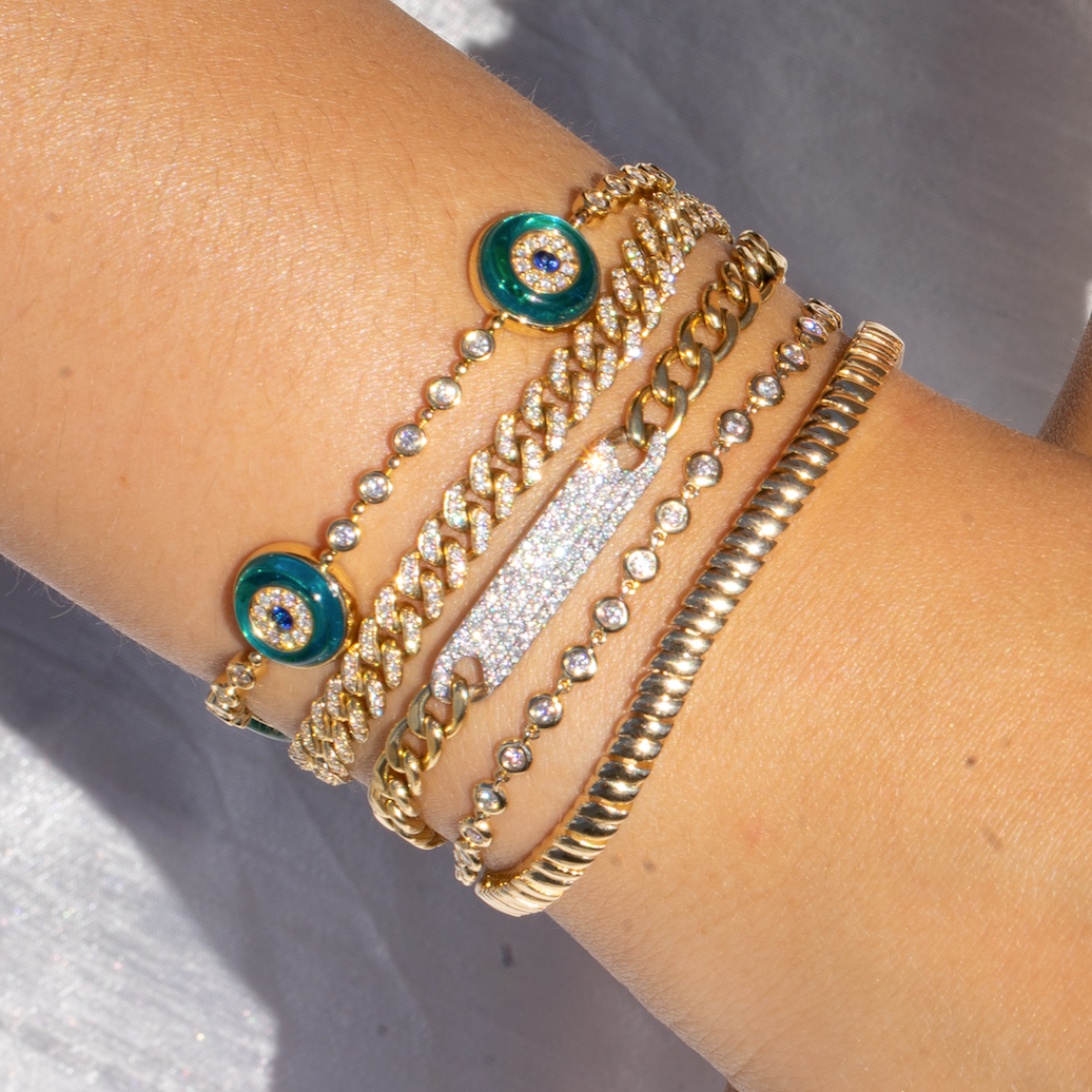 14K Gold Full Bezel Diamond Bracelet view 2
