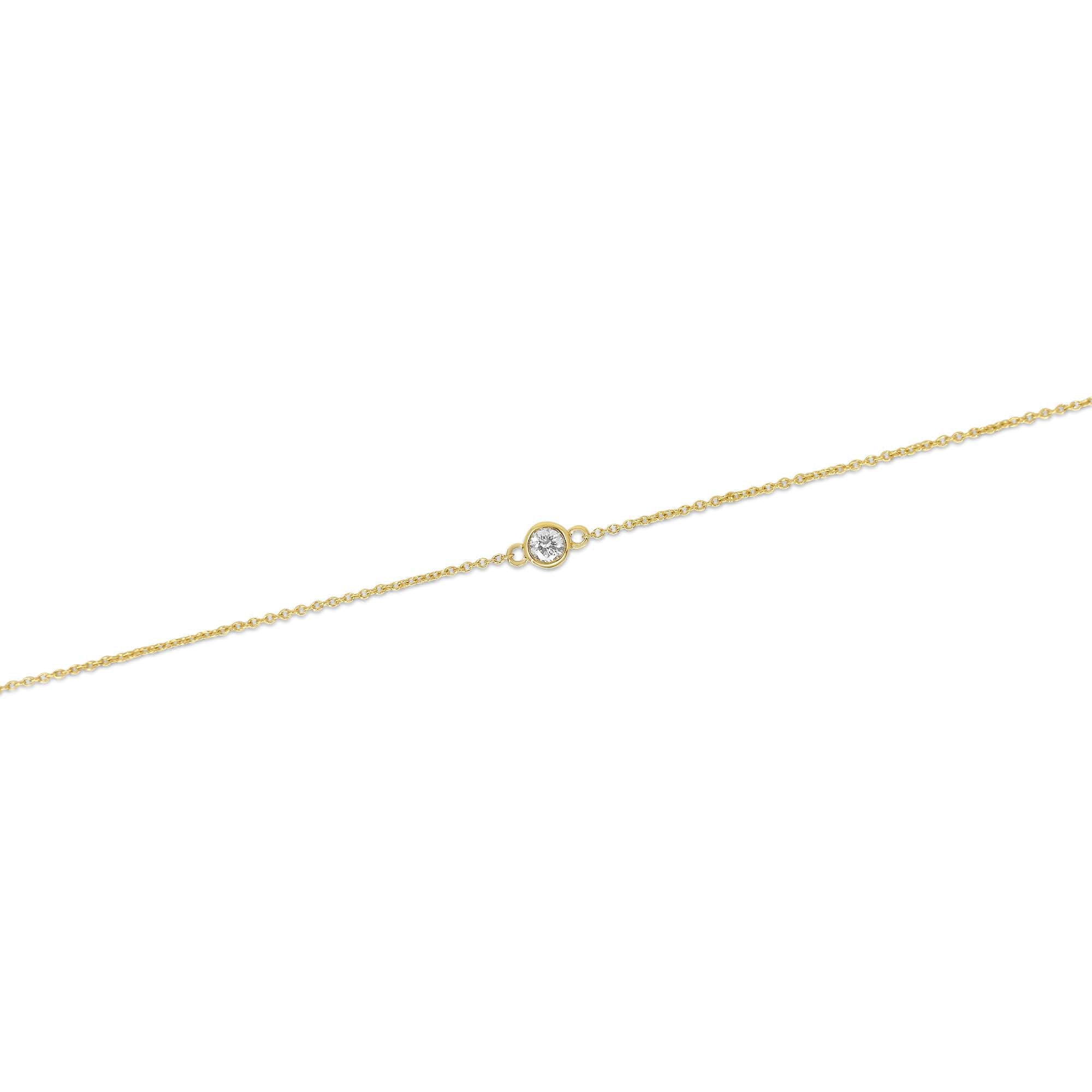 14K Solid Gold Single Diamond Bezel Bracelet