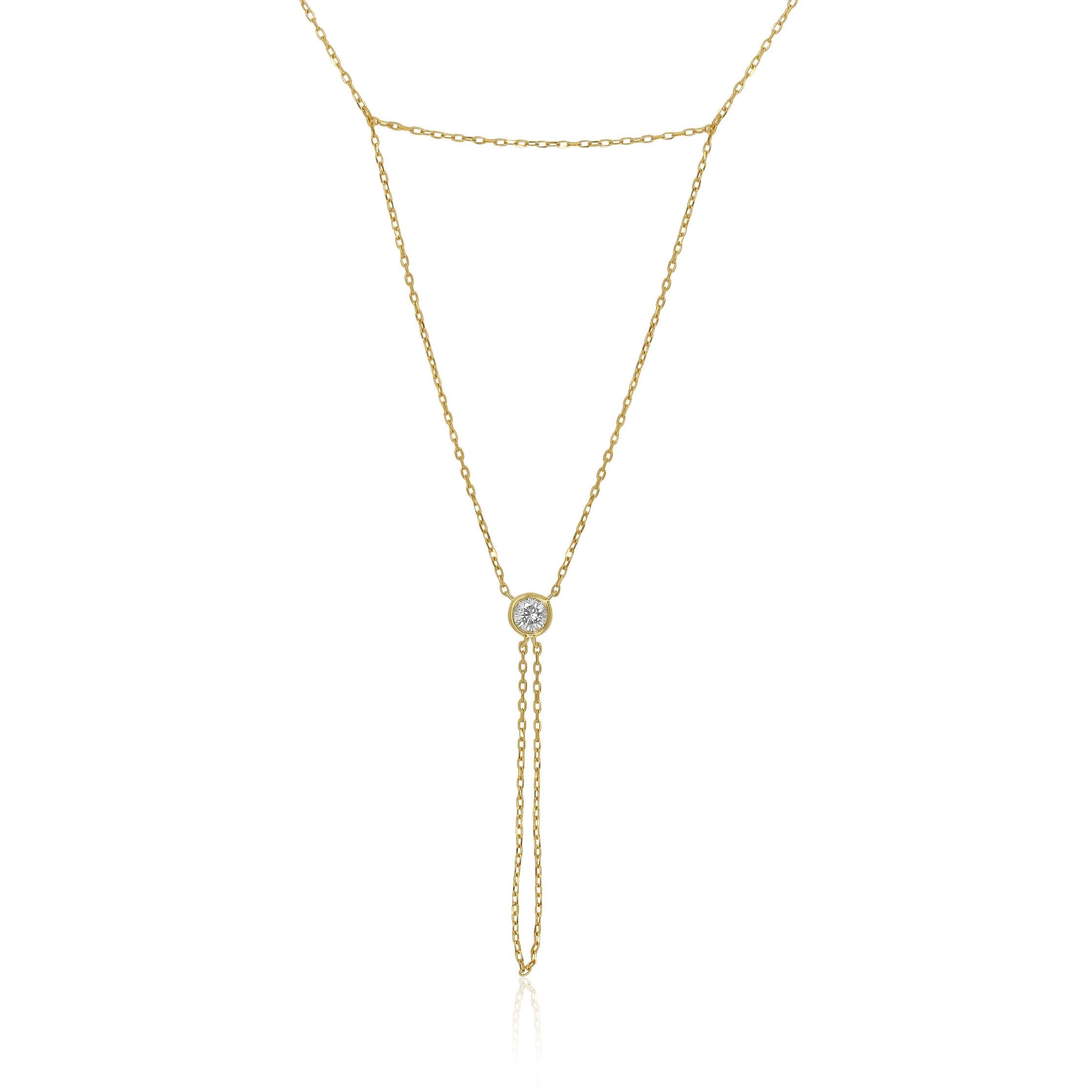 14K Solid Gold Diamond Bezel Hand Bracelet