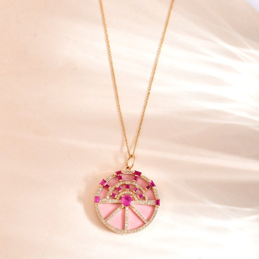 14K Solid Gold Ruby Diamond Charm