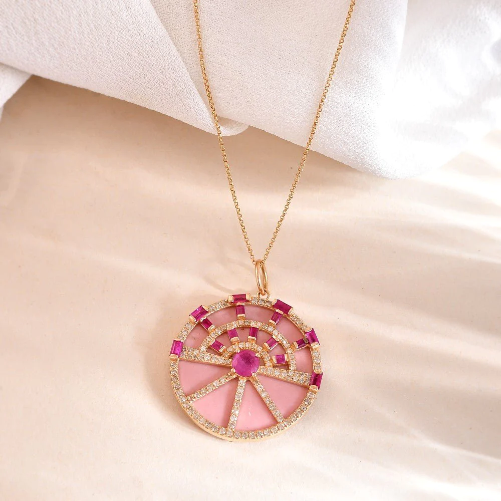 14K Solid Gold Ruby Diamond Charm view 4