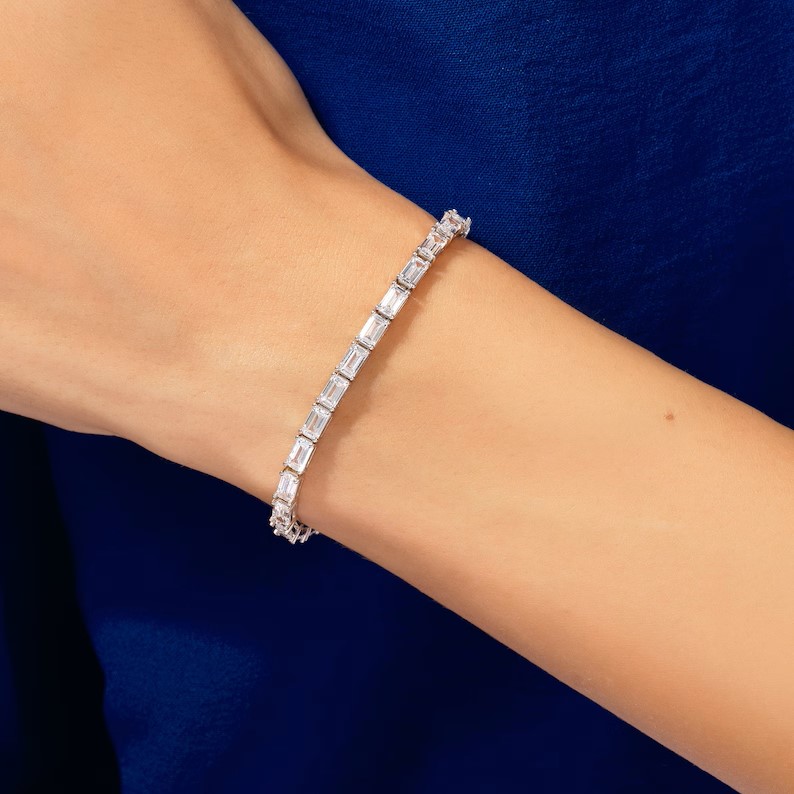 14K Solid Gold Moissanite Tennis Diamond Bracelet for Women