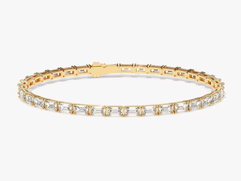 14K Solid Gold Moissanite Tennis Diamond Bracelet for Women view 2
