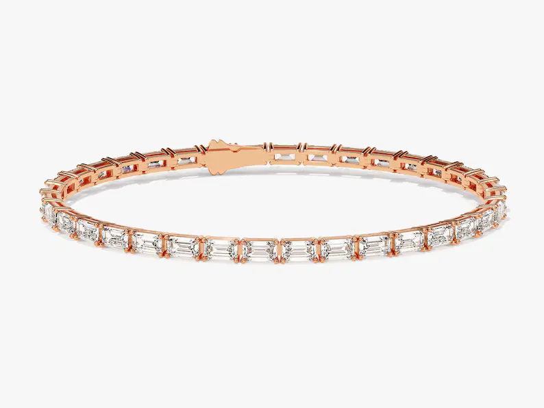 14K Solid Gold Moissanite Tennis Diamond Bracelet for Women view 3