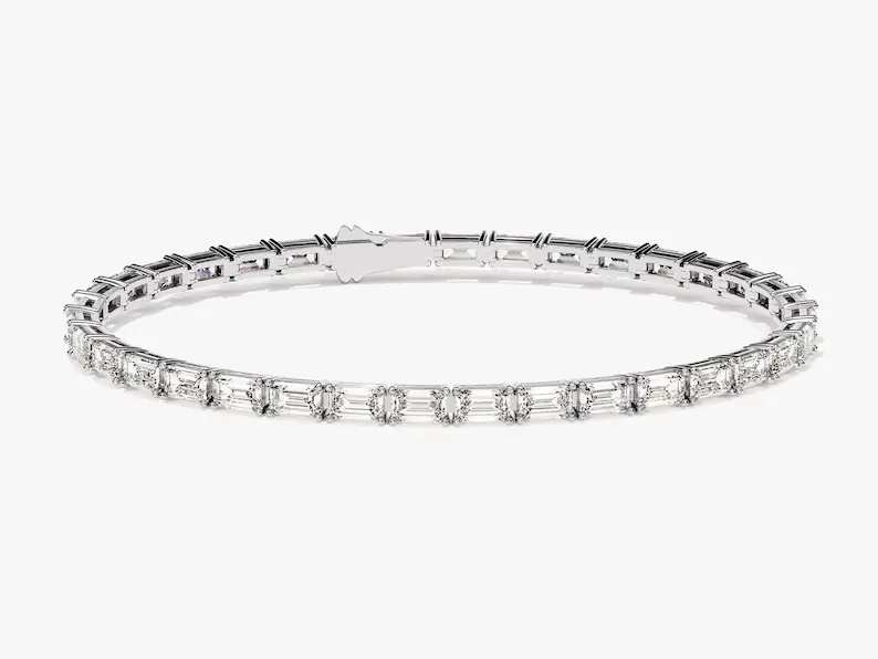 14K Solid Gold Moissanite Tennis Diamond Bracelet for Women view 4