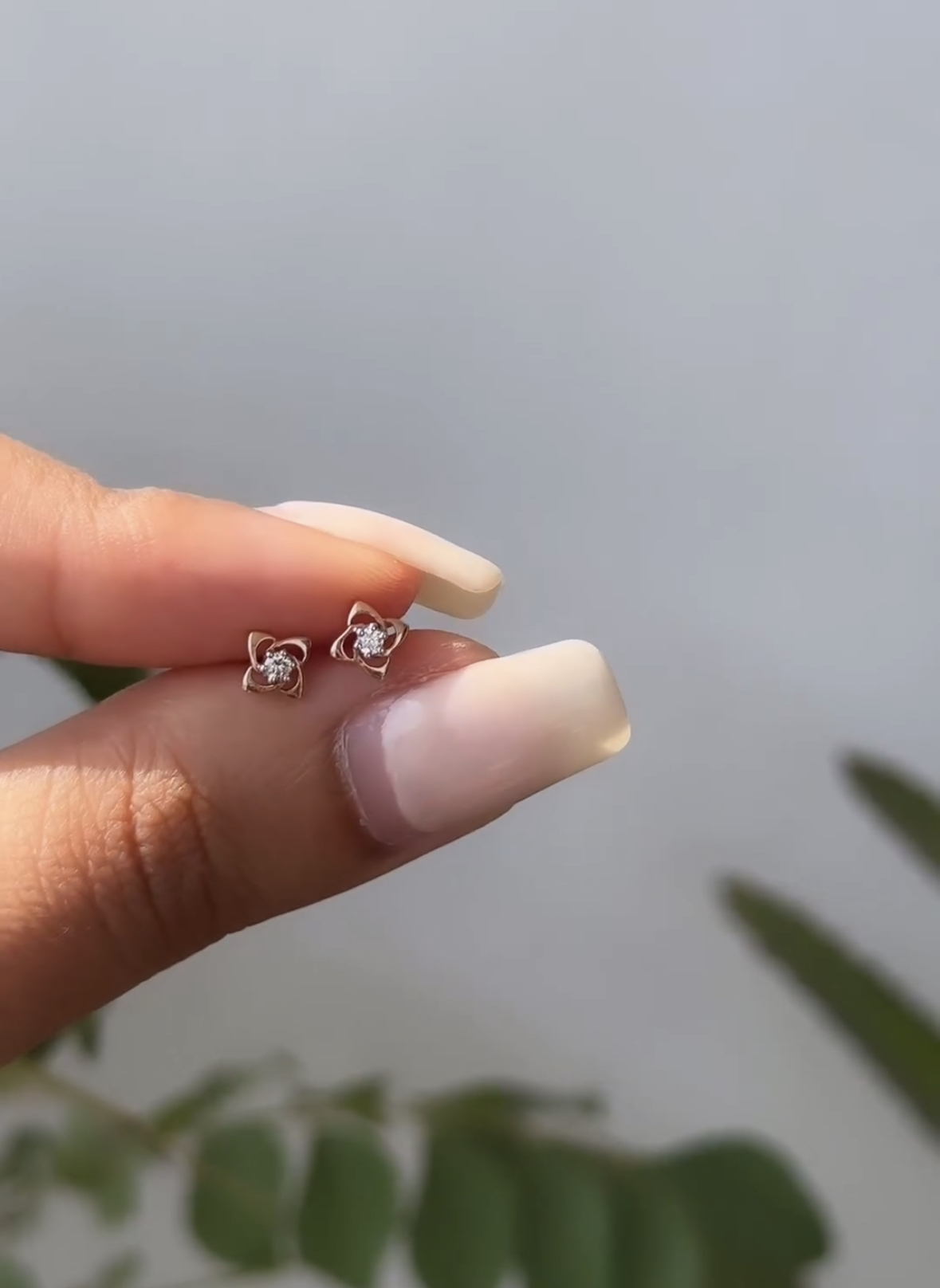 14K Solid Gold Diamond Earrings for women