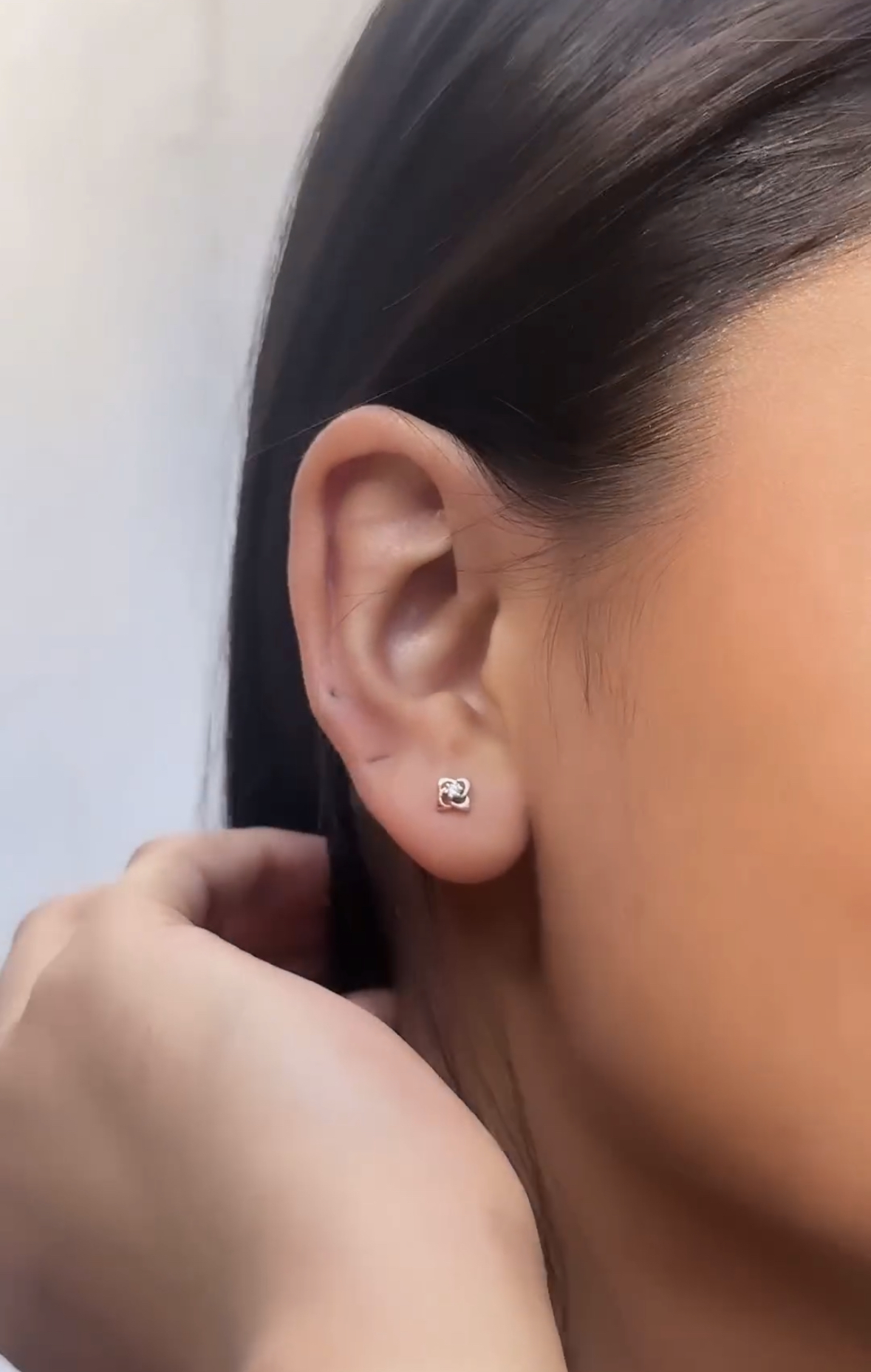 14K Solid Gold Diamond Earrings for women view 2