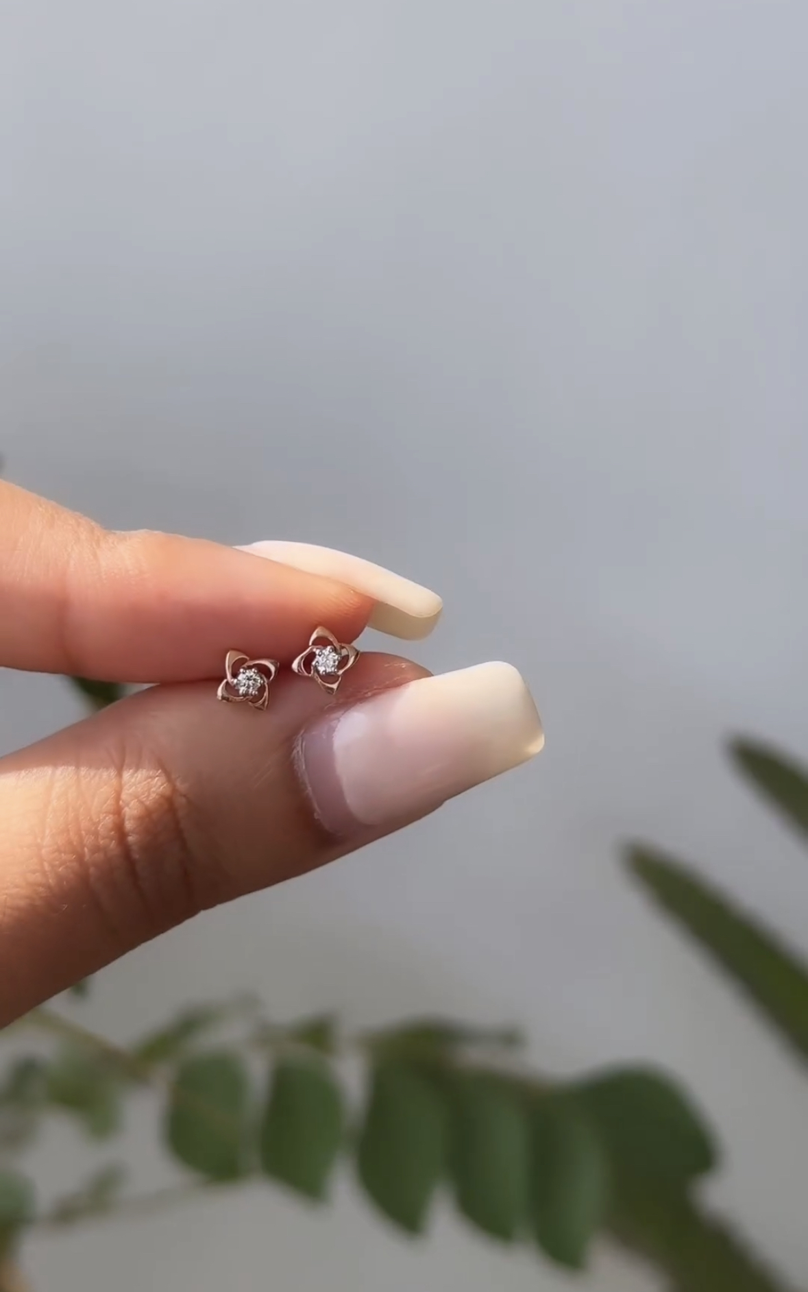 14K Solid Gold Diamond Earrings for women view 3