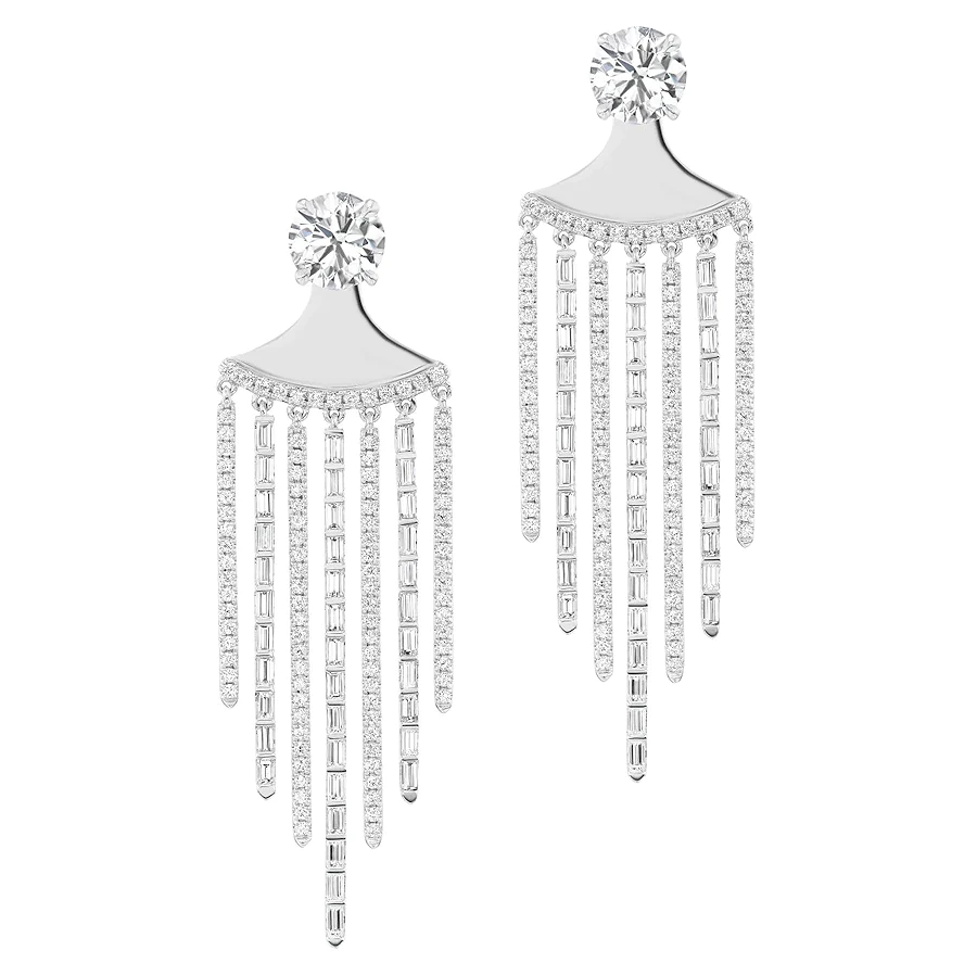 14K Solid Gold Diamond Fringe Ear Jackets