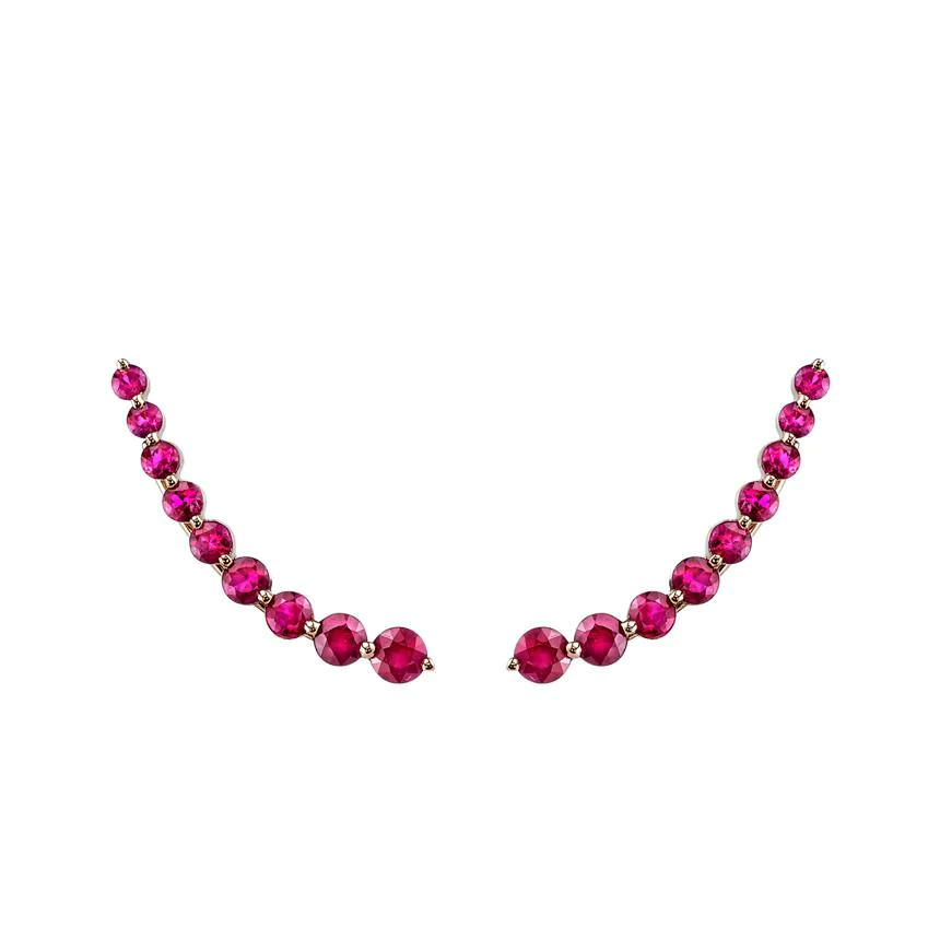 14K Solid Gold Floating Ruby Earring
