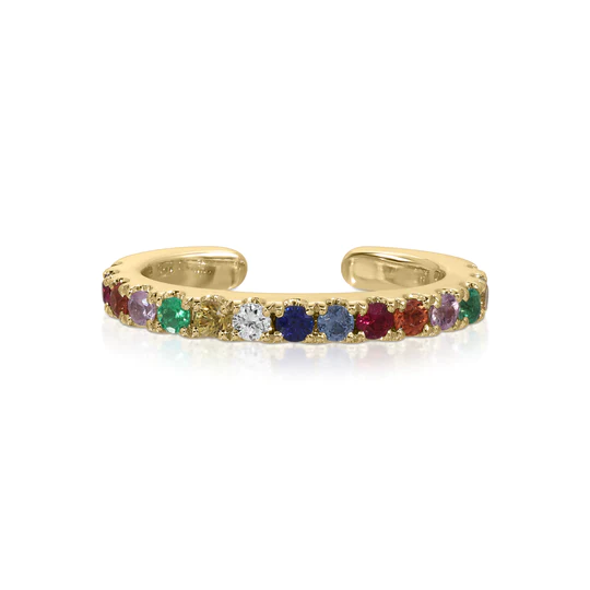 14K Solid Gold Multi-Color Diamond and Fine Gemstone Ear Cuffs