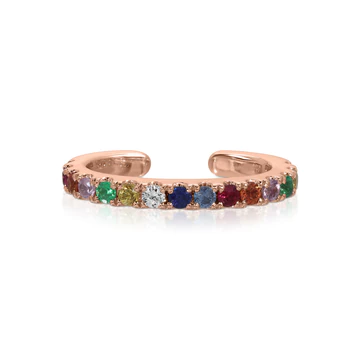 14K Solid Gold Multi-Color Diamond and Fine Gemstone Ear Cuffs view 3