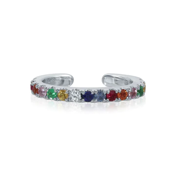 14K Solid Gold Multi-Color Diamond and Fine Gemstone Ear Cuffs view 4
