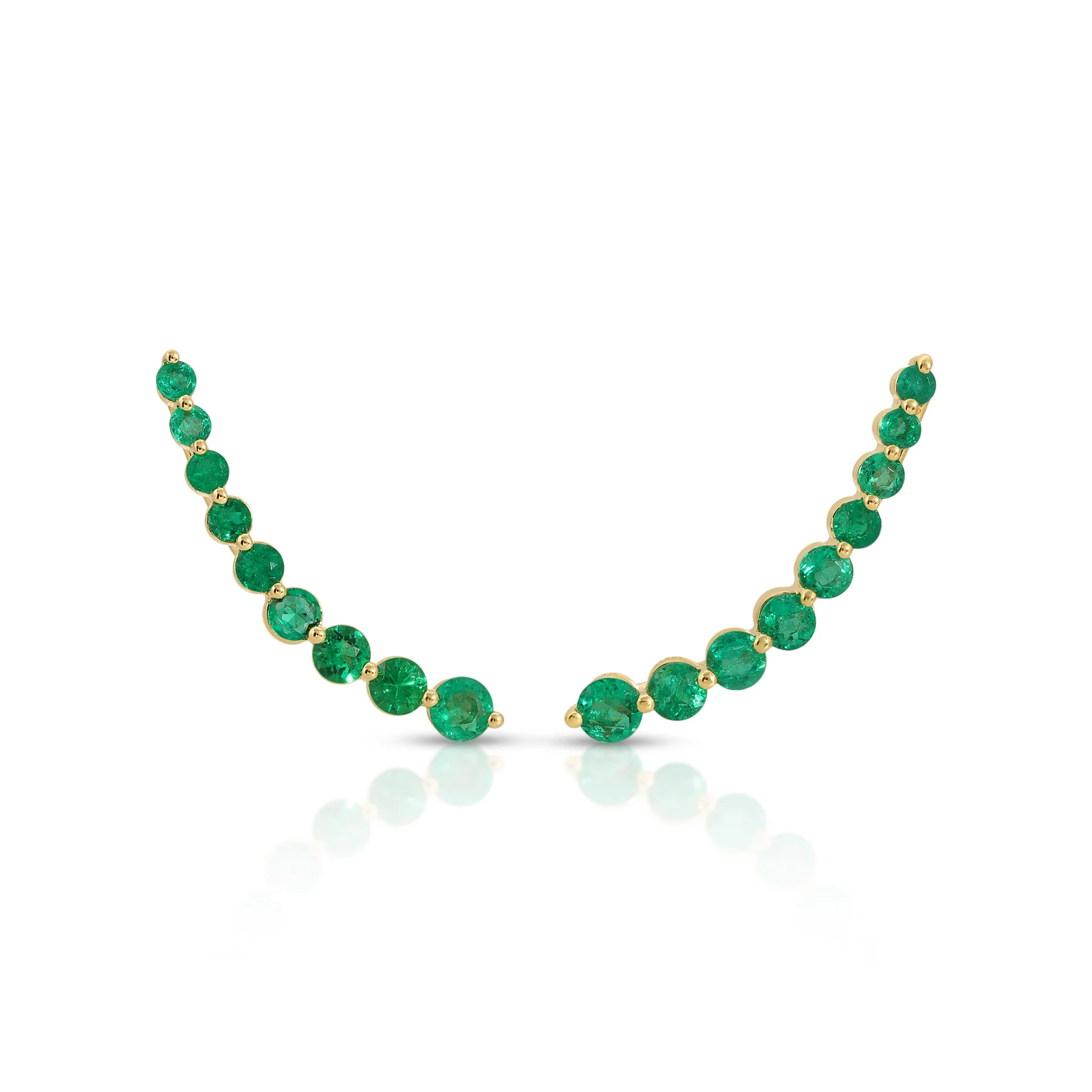 14K Solid Gold Floating Emerald Earring view 2