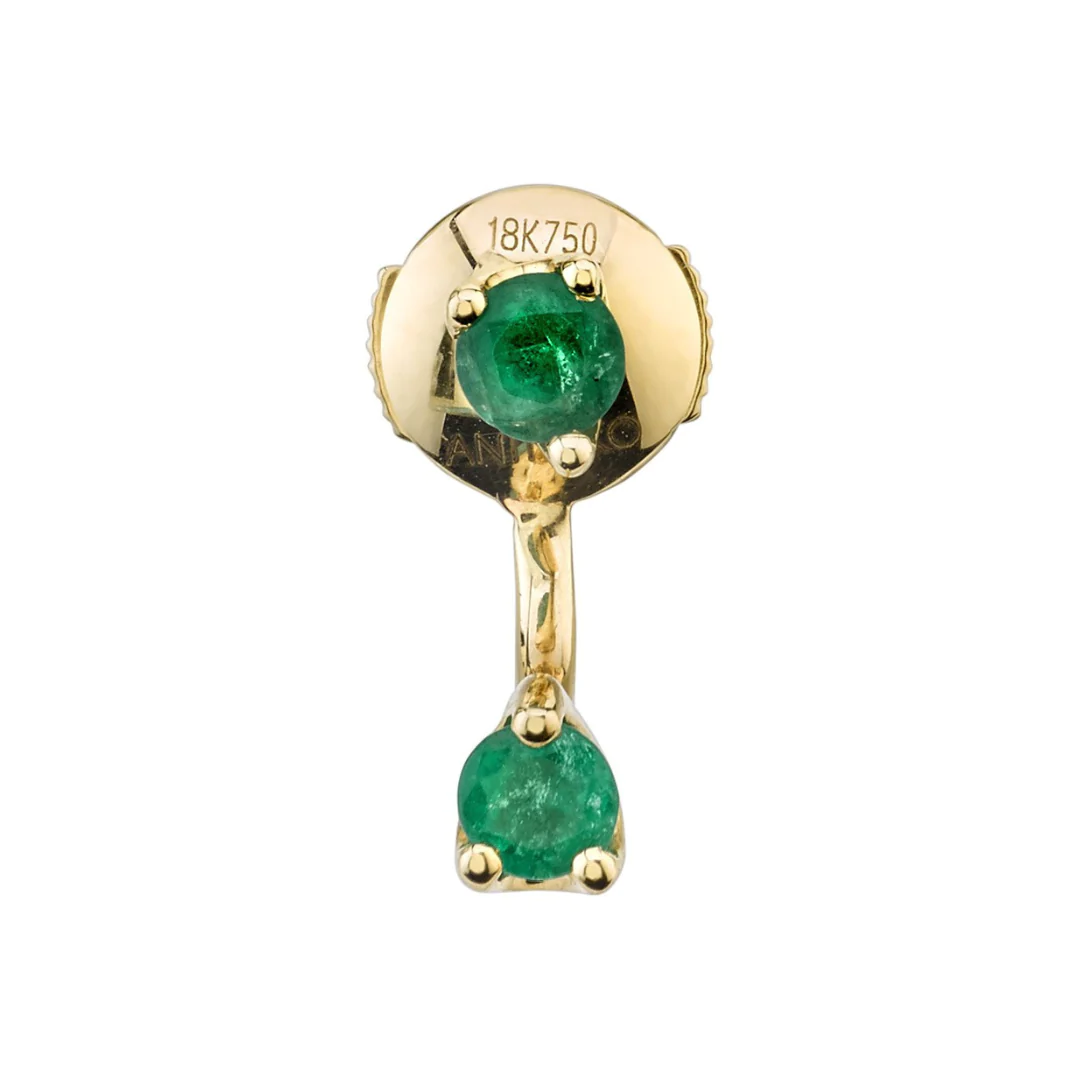 14K Solid Gold Emerald Orbit Earring