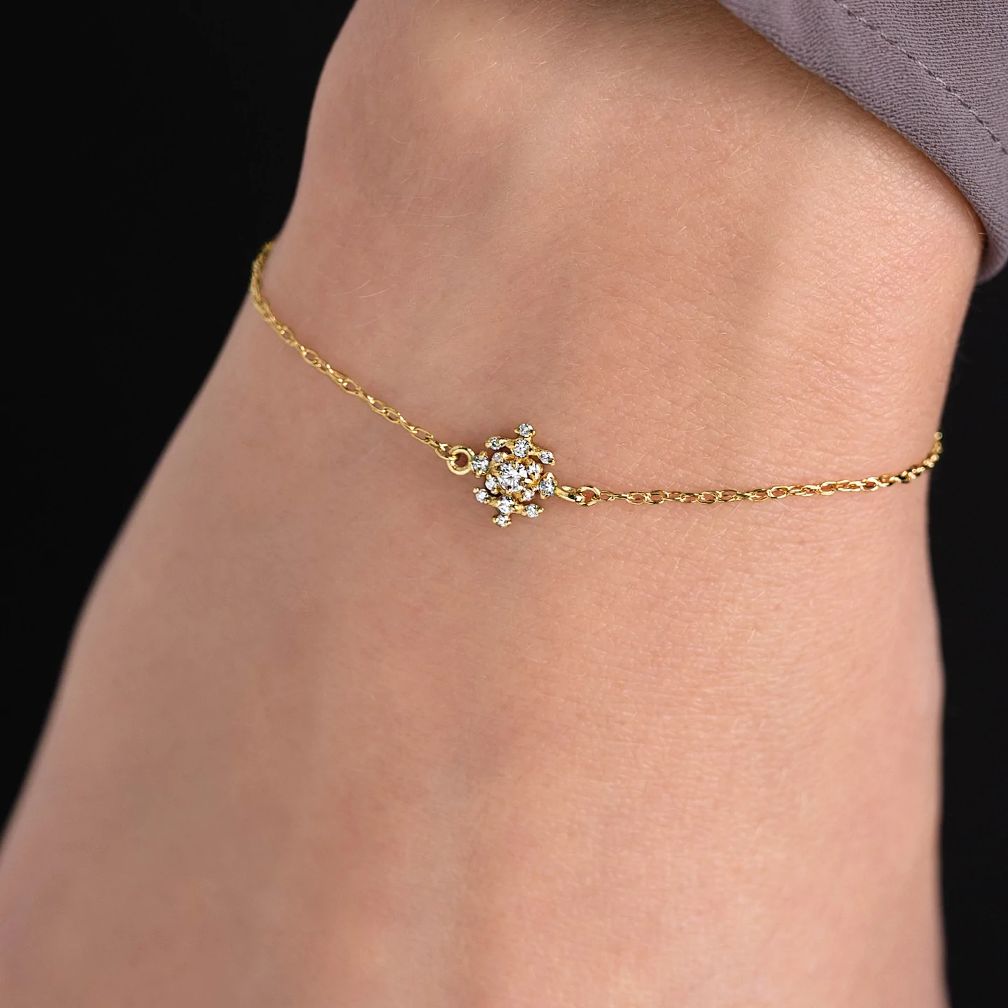 14K Solid Gold Diamond Edison Bracelet view 2