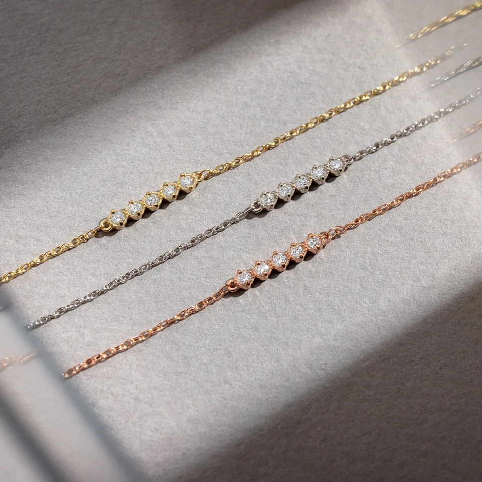 14K Solid Gold Natural Diamond Prelude Bracelet view 2