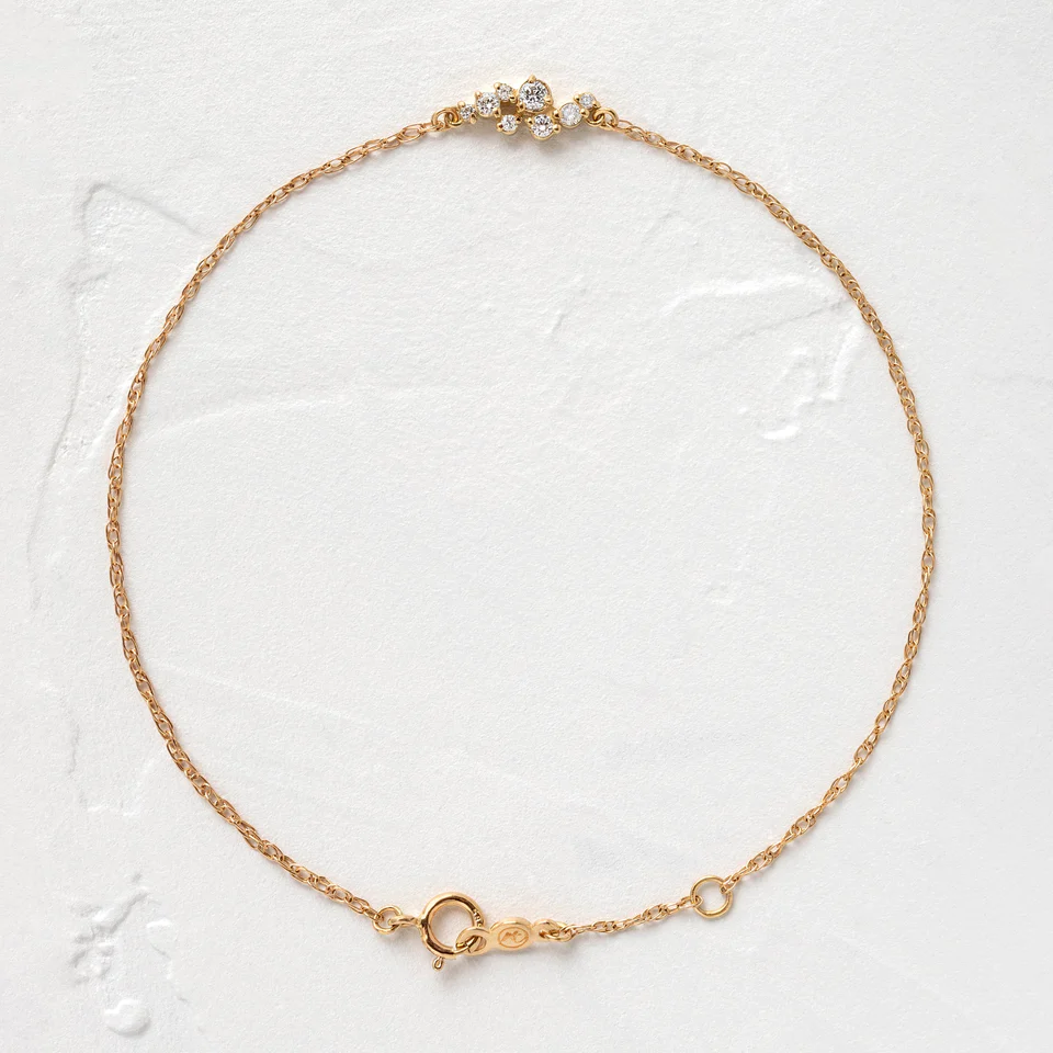 14K Solid Gold Diamond Dusting Bracelet