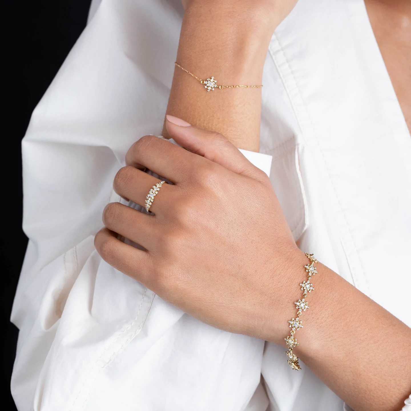 14K Solid Gold Diamond Edison Bracelet view 3