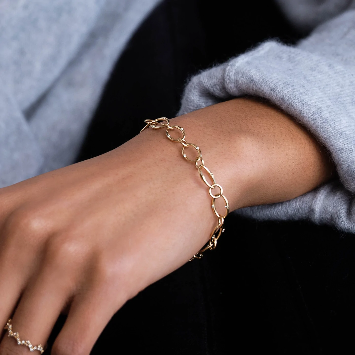 14K Solid Gold Diamond Tethered Bracelet view 2