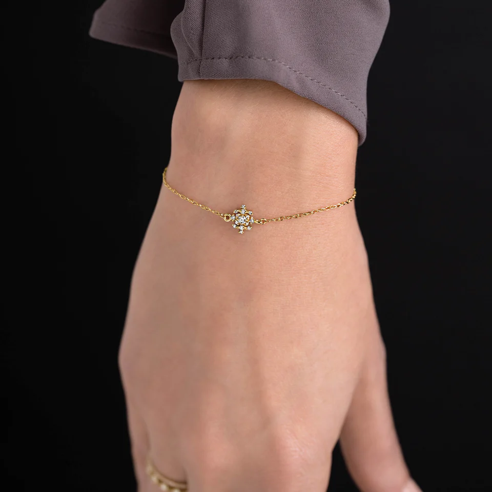 14K Solid Gold Diamond Edison Bracelet view 4