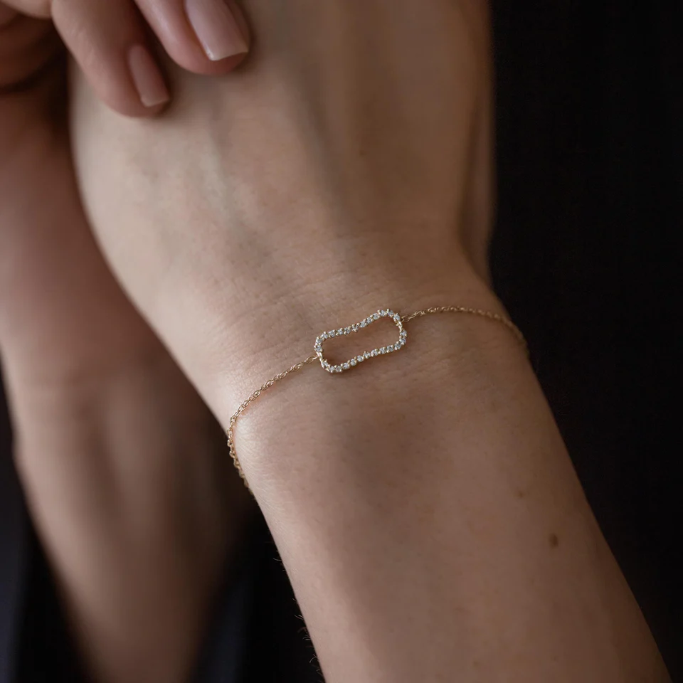 14K Solid Gold Diamond Keeper Bracelet view 2