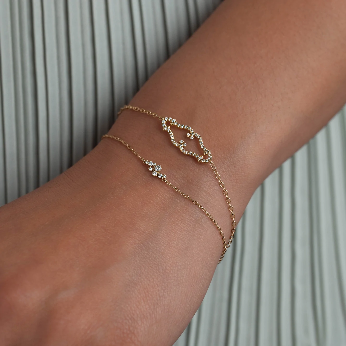 14K Solid Gold Diamond Dusting Bracelet view 3