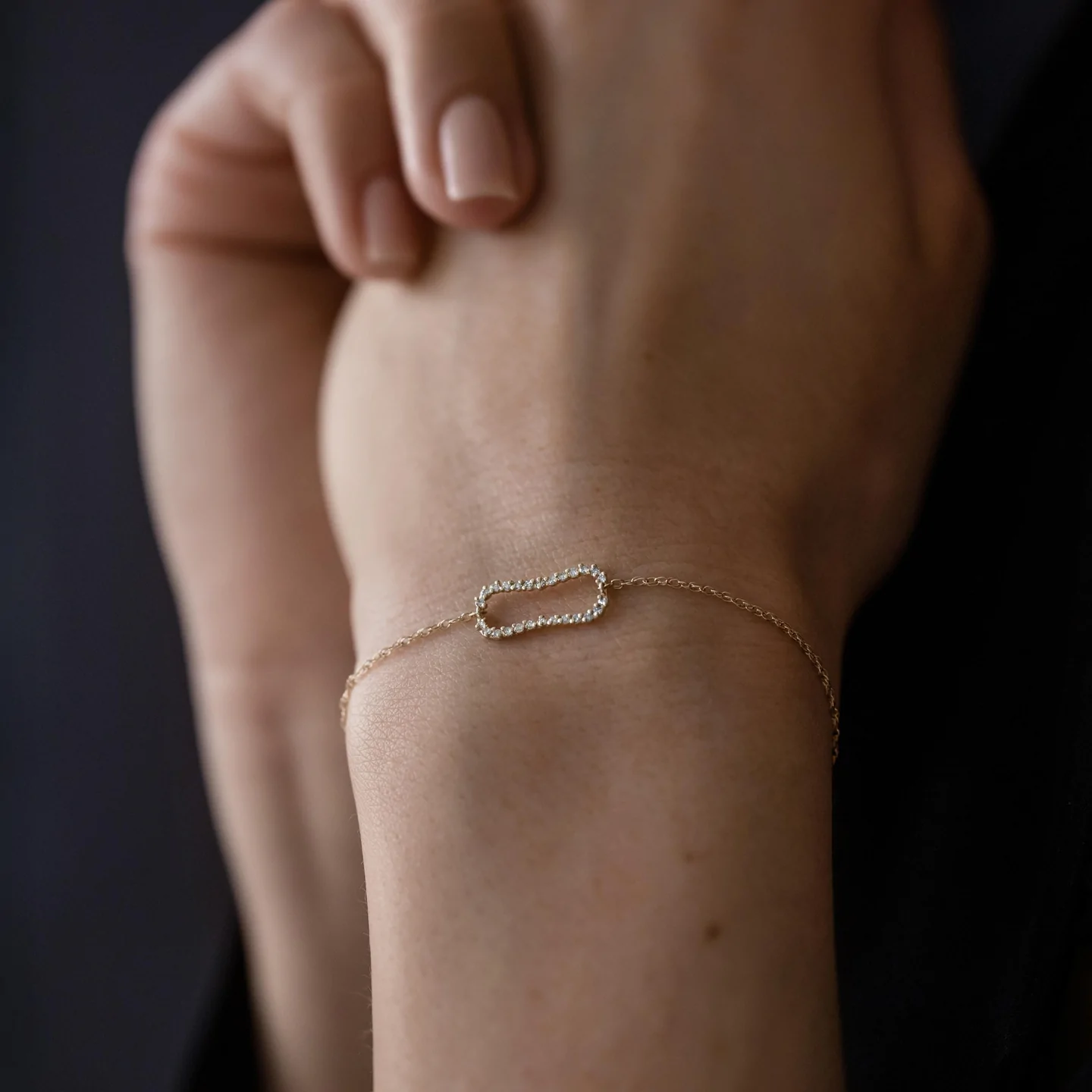 14K Solid Gold Diamond Keeper Bracelet view 3