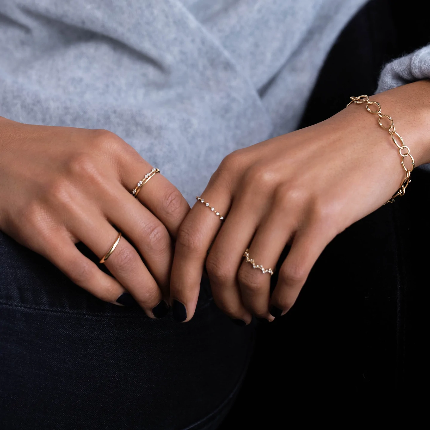 14K Solid Gold Diamond Tethered Bracelet view 3