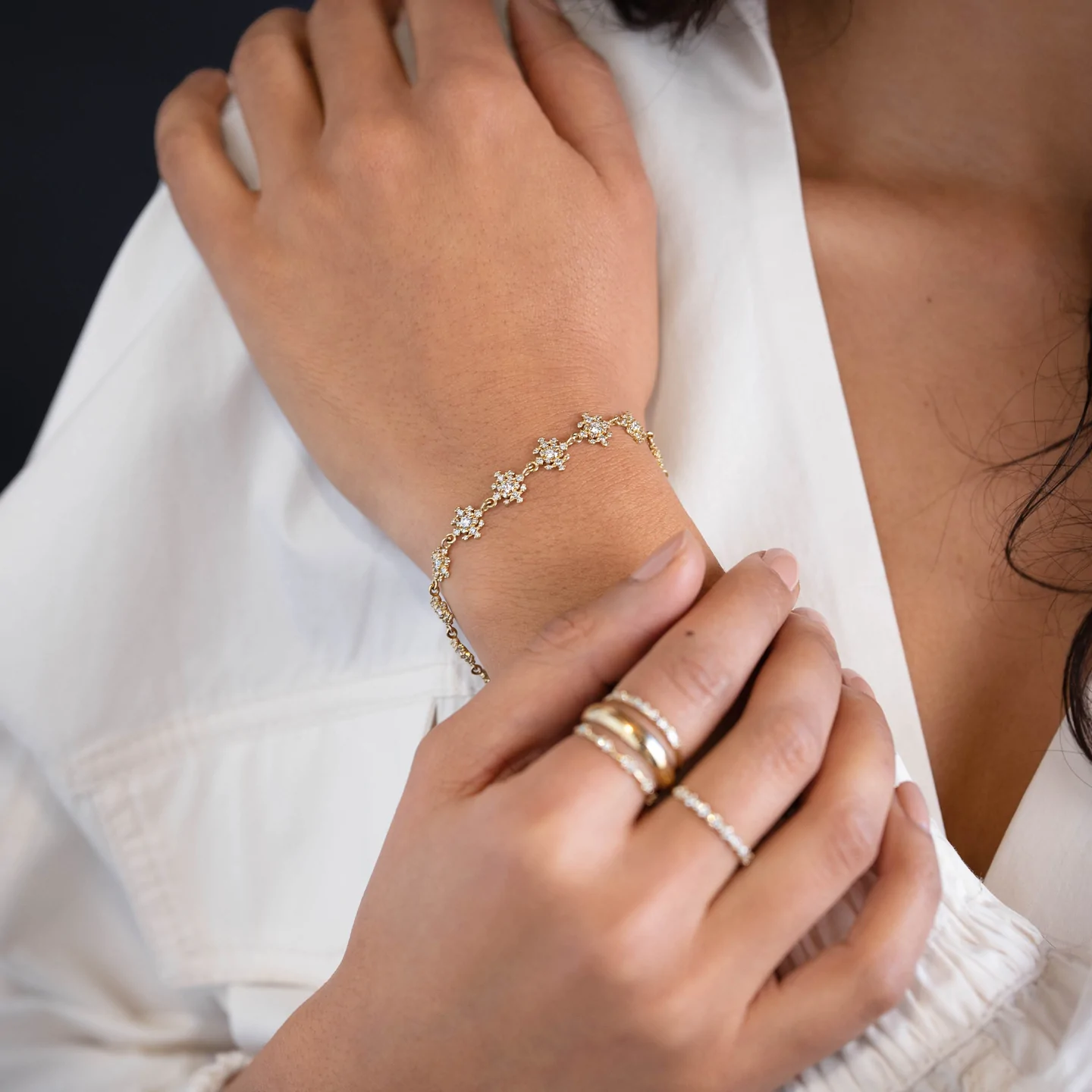 14K Solid Gold Grand Diamond Edison Bracelet view 3