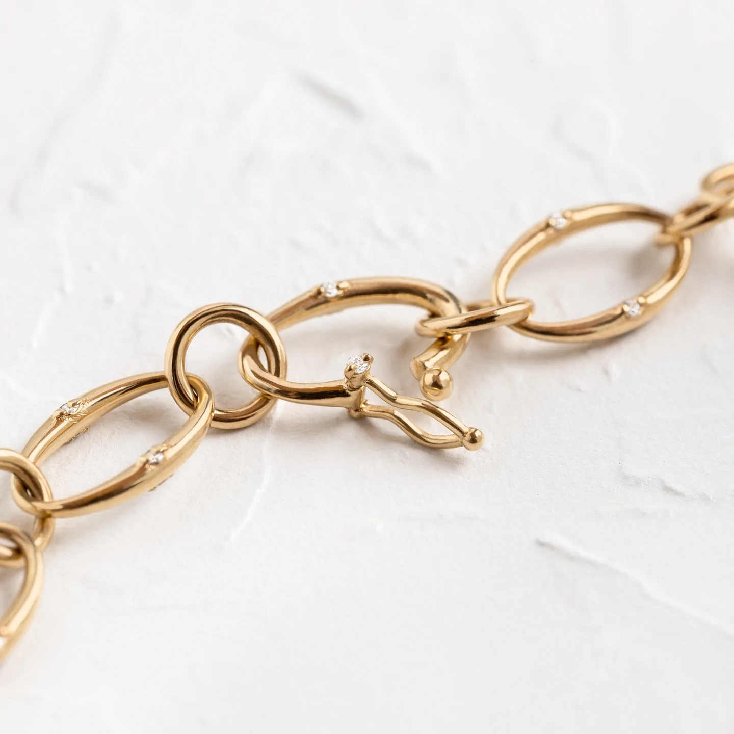 14K Solid Gold Diamond Tethered Bracelet view 4