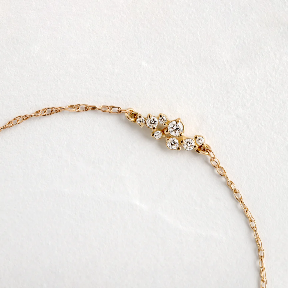 14K Solid Gold Diamond Dusting Bracelet view 4