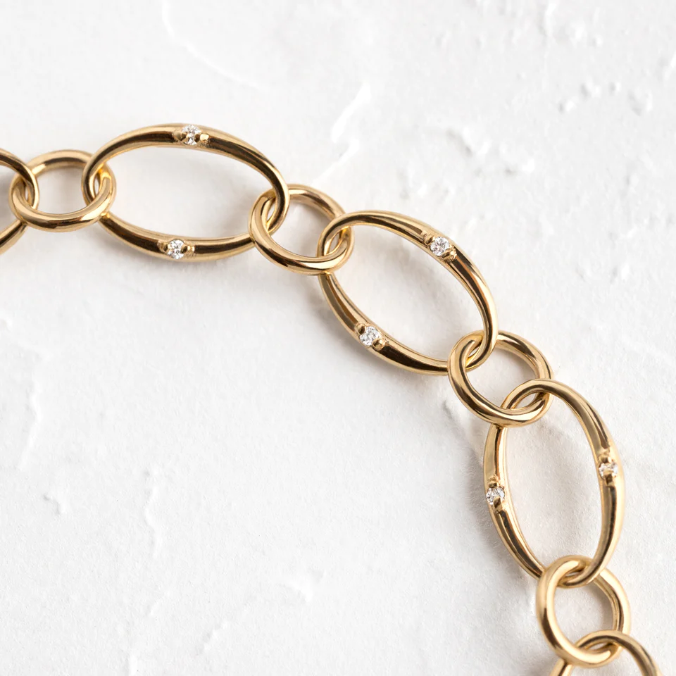 14K Solid Gold Diamond Tethered Bracelet view 5
