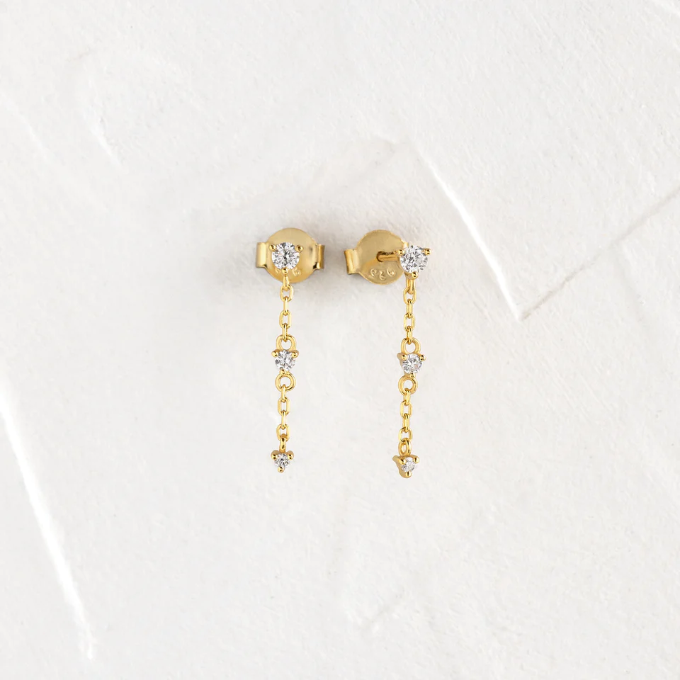 14K Solid Gold Diamond Plotline Earrings