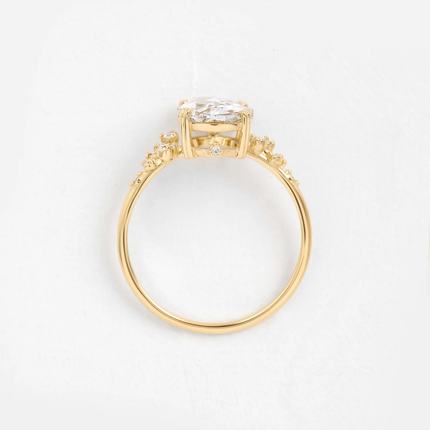 14K Solid Gold 1.51ct. Rose Cut Oval Lab-Grown Diamond Ring view 3
