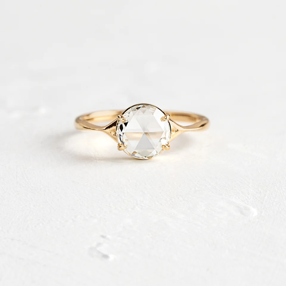 14K Solid Gold Rose Cut Lab-Grown Diamond Ring