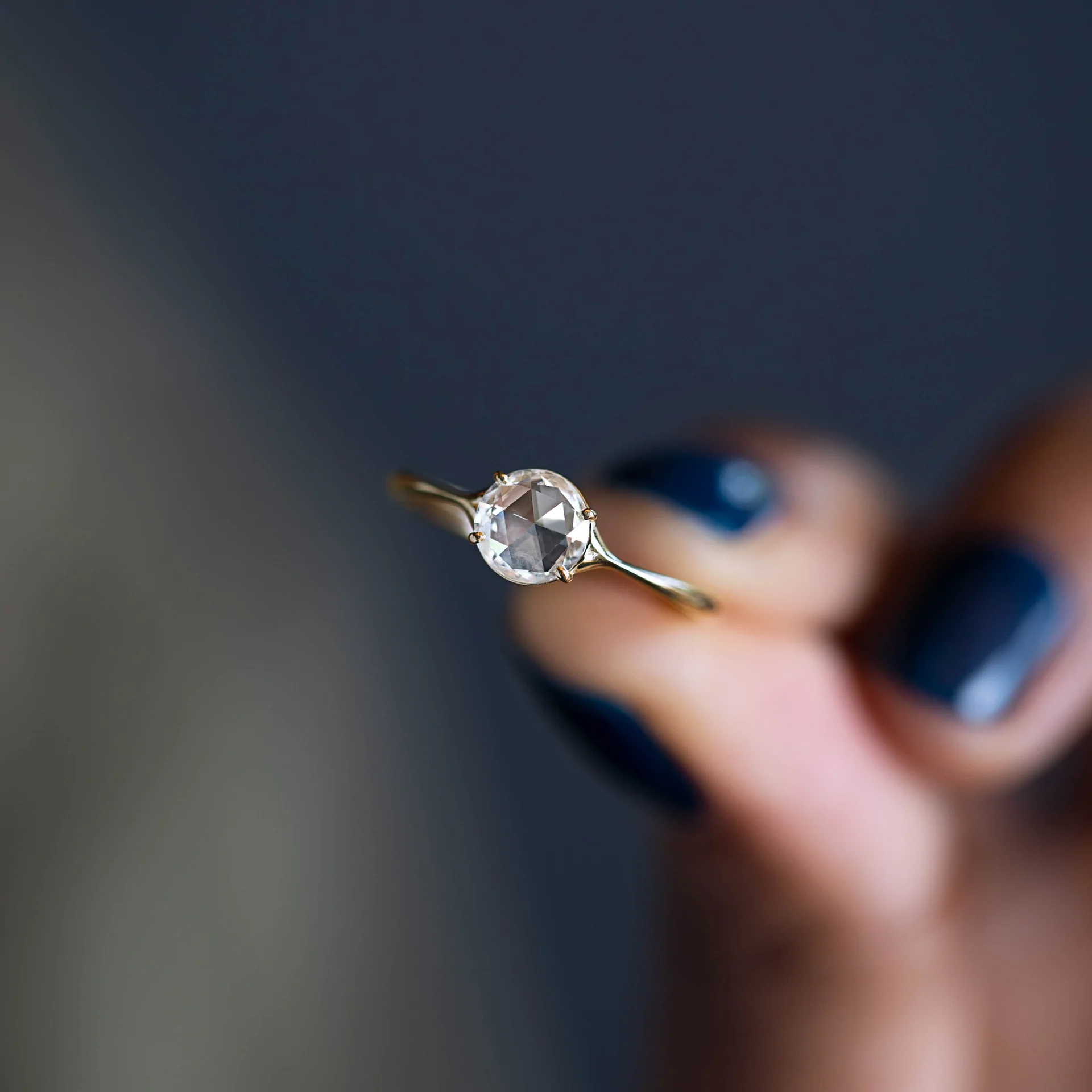 14K Solid Gold Rose Cut Lab-Grown Diamond Ring view 2