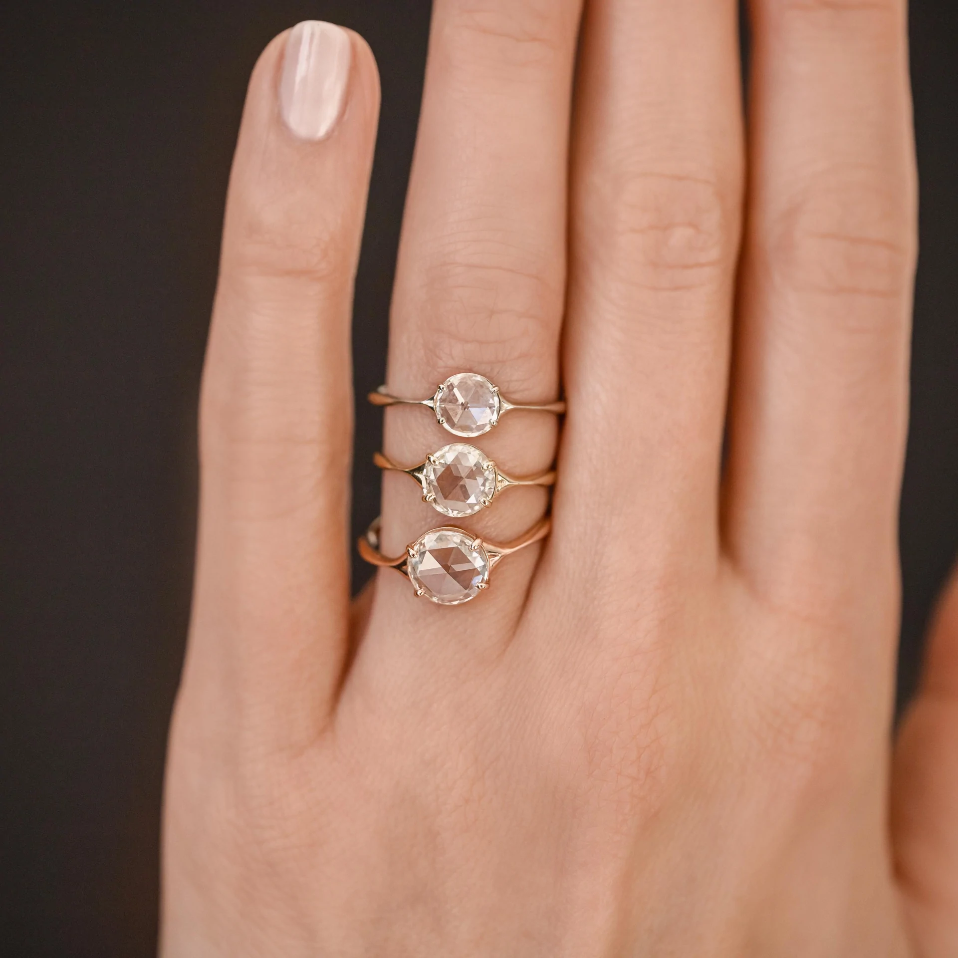 14K Solid Gold Rose Cut Lab-Grown Diamond Ring view 3
