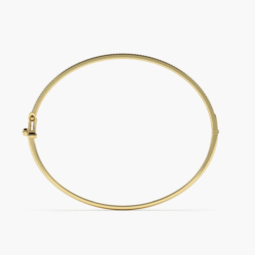14K Solid Gold Three Row Pave Diamond Bracelet For women view 5
