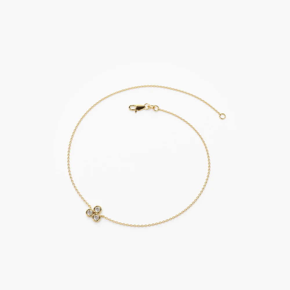 14K Solid Gold Triangle Trio Dainty Lab-Grown Diamond Bracelet view 3