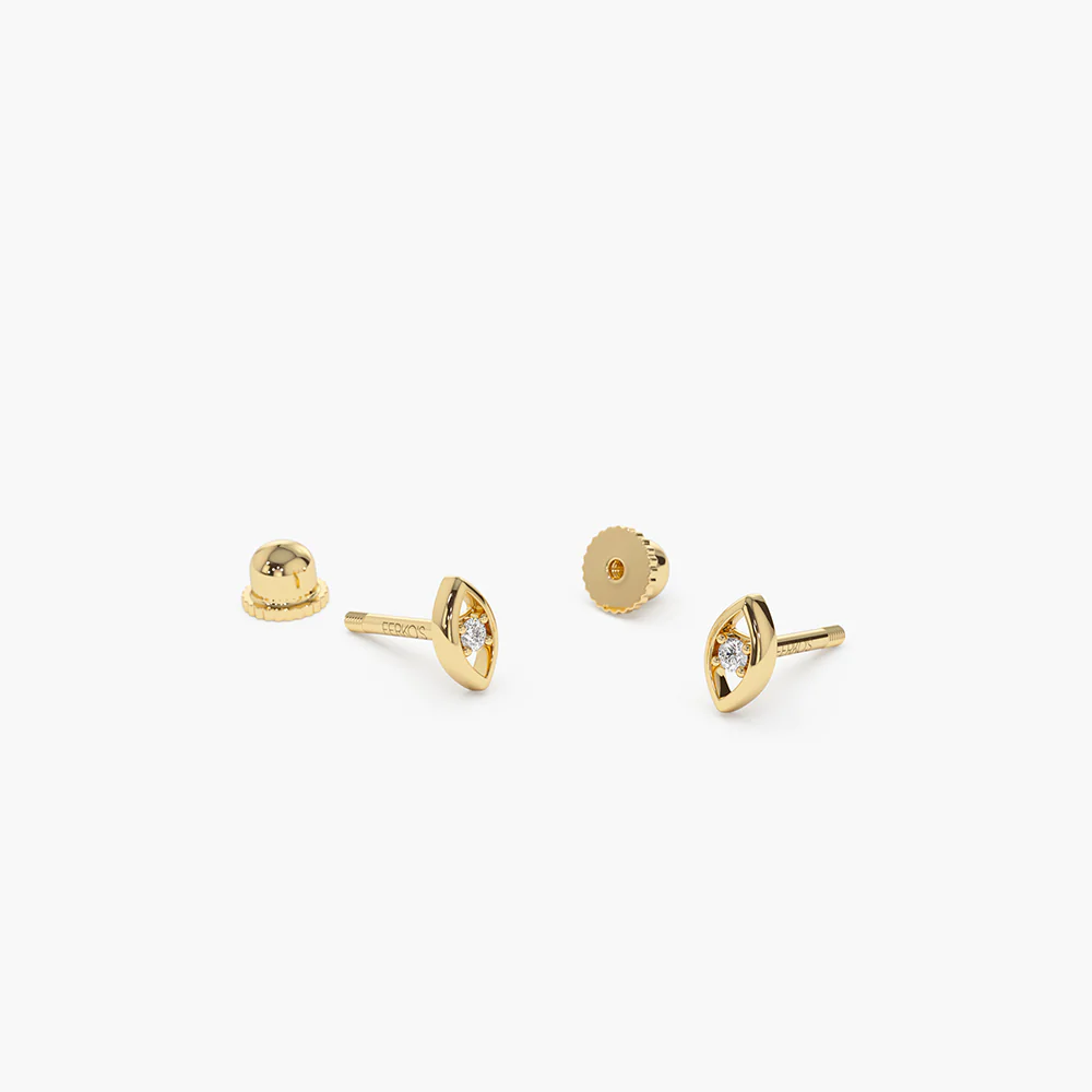 14K Solid Gold Diamond Evil Eye Helix Piercing view 3