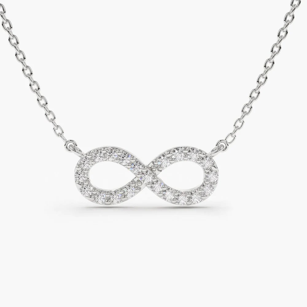 14K Solid Gold Diamond Infinity Necklace view 6