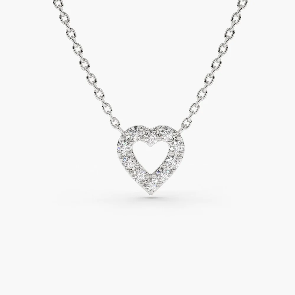 14K Solid Gold Tiny Diamond Heart Necklace view 5