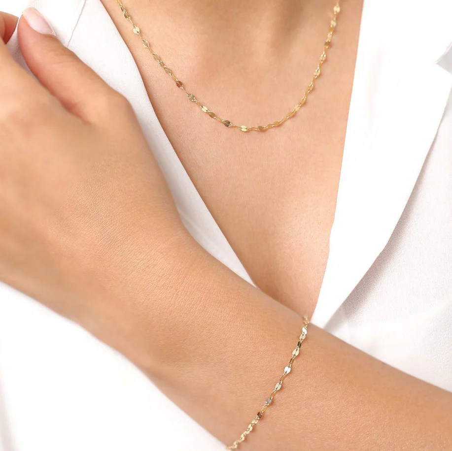 14K Solid Gold Sparkle Diamond Cut Chain view 4