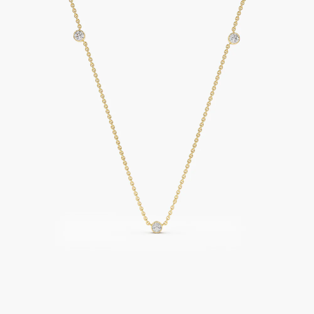 14K Solid Gold Bezel Setting Diamond by the Yard Necklace view 2