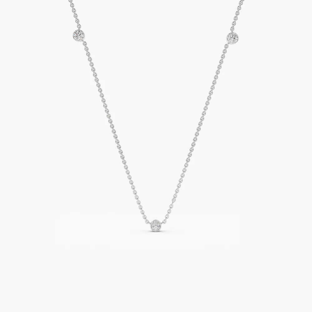 14K Solid Gold Bezel Setting Diamond by the Yard Necklace view 4